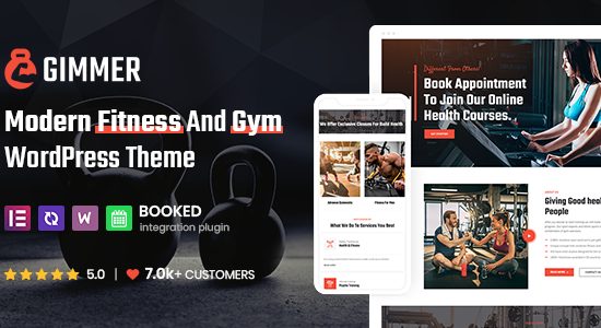 Gimmer - Fitness & Gym, Giao diện WordPress với tính năng Đặt lịch hẹn