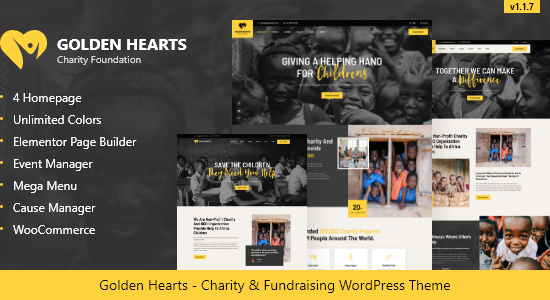 Golden Hearts - Chủ đề WordPress gây quỹ và từ thiện