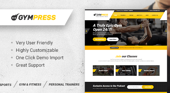 GymPress - Chủ đề WordPress dành cho Huấn luyện viên thể hình và cá nhân