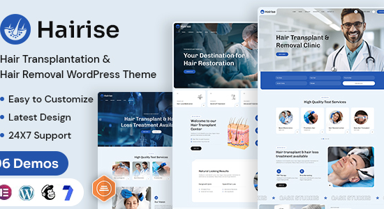 Hairise - Chủ đề WordPress về cấy ghép tóc và triệt lông