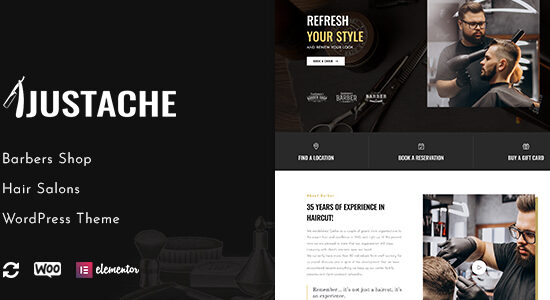 Justache - Chủ đề WordPress dành cho thợ cắt tóc và tiệm làm tóc