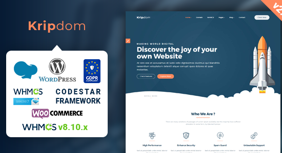 Kripdom - Responsive Web Hosting và Chủ đề WHMCS