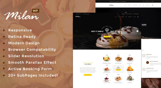 Milan: Chủ đề WordPress nhà hàng