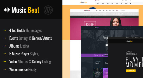 MusicBeat Music Bands Nhạc sĩ & DJ Chủ đề WordPress