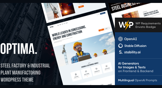 Optima | Chủ đề WordPress Nhà máy thép & Nhà máy công nghiệp