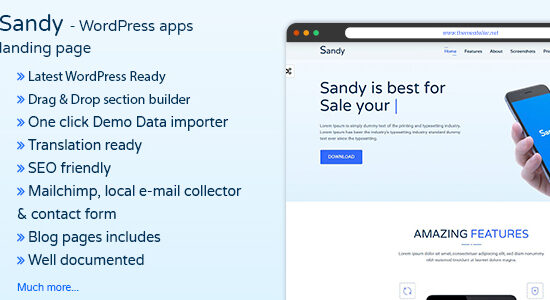 SANDYWP - Chủ đề WordPress cho trang đích ứng dụng