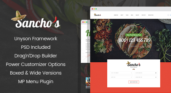 Sancho's - Chủ đề WordPress Nhà hàng Mexico