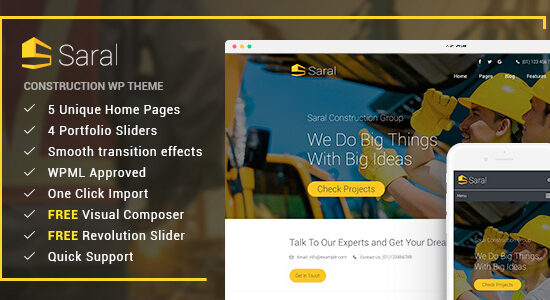 Saral - Xây dựng Xây dựng Responsive WordPress Theme