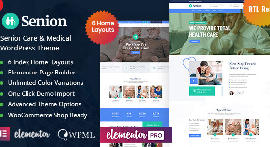 Senion - Chủ đề WordPress chăm sóc người cao tuổi