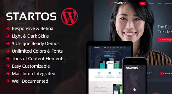 Startos - Chủ đề WordPress cho trang đích ứng dụng hiện đại