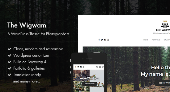 The Wigwam - Một chủ đề WordPress về nhiếp ảnh có khả năng phản hồi