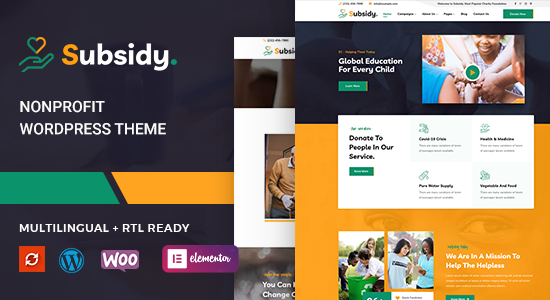 Trợ cấp - Chủ đề WordPress phi lợi nhuận