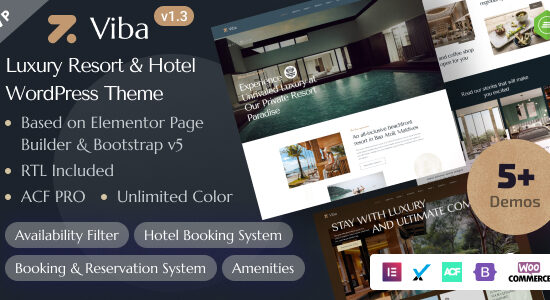 Viba - Chủ đề WordPress Elementor cho khu nghỉ dưỡng & khách sạn sang trọng