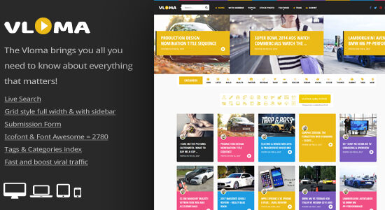 Vloma Grid - Một chủ đề blog video WordPress đáp ứng