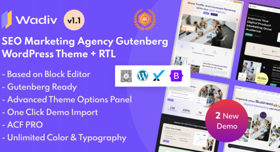 Wadiv - Chủ đề WordPress Gutenberg cho Cơ quan Tiếp thị SEO