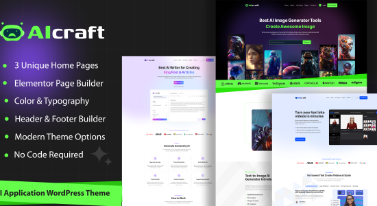 AIcraft - Theme WordPress tạo và ứng dụng AI