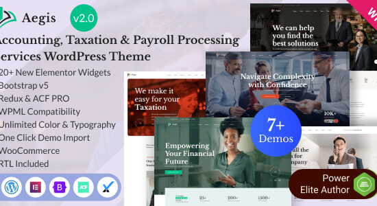 Aegis - Chủ đề WordPress Elementor Dịch vụ xử lý kế toán, thuế và tính lương
