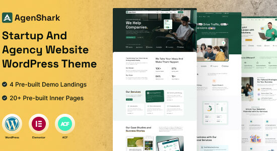 Agenshark - Chủ đề WordPress Elementor của Cơ quan khởi nghiệp