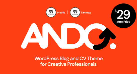 Ando - Chủ đề CV và blog WordPress được tối ưu hóa hiệu suất dành cho các chuyên gia sáng tạo