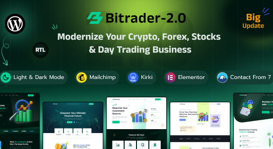 Bitrader - Crypto, Stock and Forex Trading Business WordPress Theme