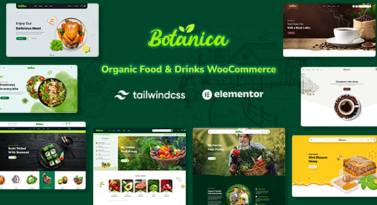 Botanica - Chủ đề WooC Commerce CSS Tailwind về Thực phẩm & Đồ uống