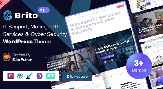 Brito - Chủ đề WordPress Elementor Dịch vụ CNTT được quản lý & Giải pháp an ninh mạng