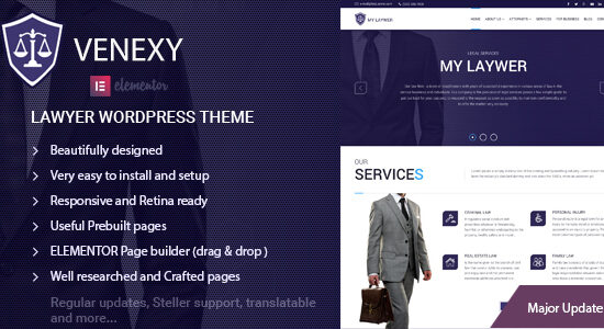 Chủ đề WordPress Elementor của Luật sư - Venexy