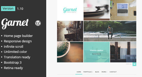 Chủ đề WordPress danh mục đầu tư sáng tạo Garnet