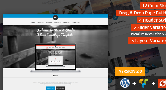 Chủ đề WordPress một trang Mannat Studio Parallax