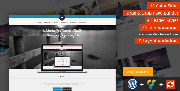 Chủ đề WordPress một trang Mannat Studio Parallax