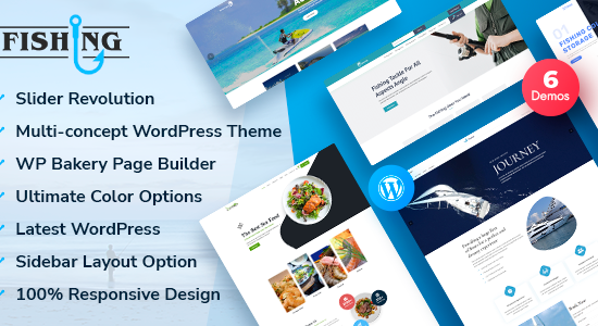 Chủ đề WordPress về thể thao dưới nước, du thuyền và câu cá với trình tạo nội dung AI