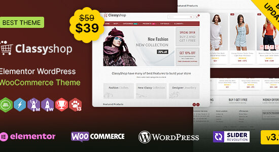 ClassyShop WP - Chủ đề đáp ứng WooC Commerce của Elementor