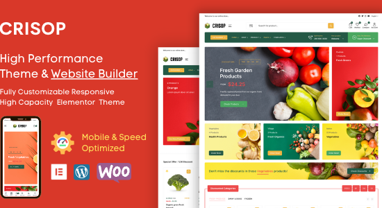 Crisop - Grocery & Organic Food Shop Elementor WooCommerce Theme