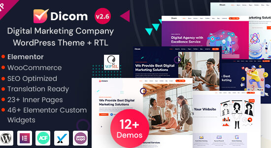 Dicom - Khởi nghiệp CNTT & Dịch vụ tiếp thị SEO Elementor WordPress Theme