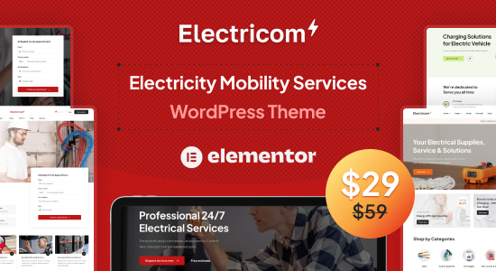 Electricom - Chủ đề WordPress về Dịch vụ Di động Điện