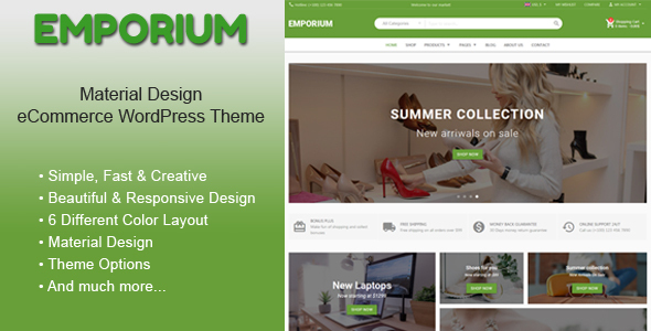 Emporium - Chủ đề WordPress thương mại điện tử Material Design