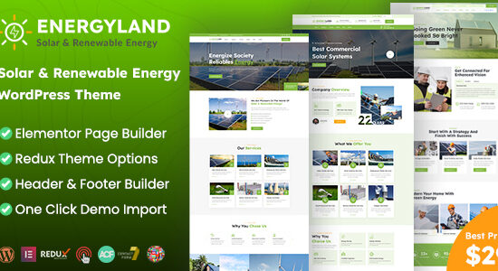 Energyland - Chủ đề WordPress về năng lượng mặt trời và năng lượng tái tạo