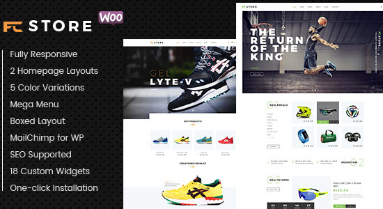 FcStore - Chủ đề WordPress về thể thao, thể hình và phòng tập thể dục WooC Commerce