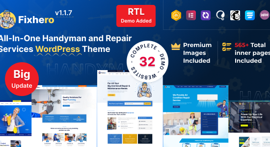 Fixhero - Chủ đề WordPress về Dịch vụ sửa chữa & Thợ sửa chữa