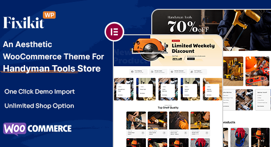 Fixikit - Cửa hàng phần cứng & công cụ WooC Commerce WordPress Theme