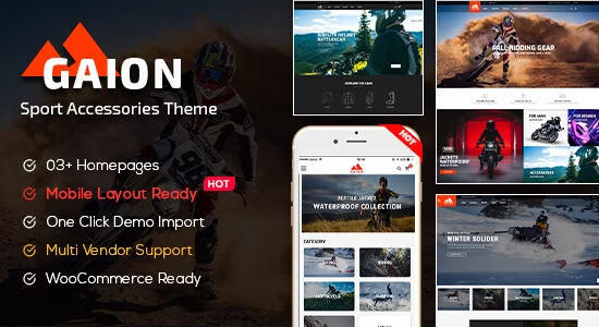 Gaion - Cửa hàng phụ kiện thể thao Chủ đề WordPress WooC Commerce (Sẵn sàng bố cục trên thiết bị di động)