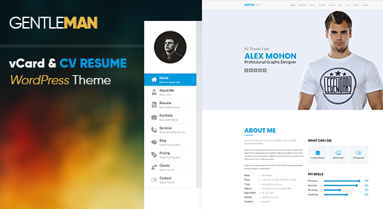 GentleMan- vCard & CV Resume Chủ đề WordPress