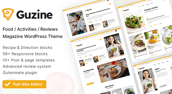 Guzine: Chủ đề WordPress của Tạp chí Adsense Ready dành cho blog ẩm thực