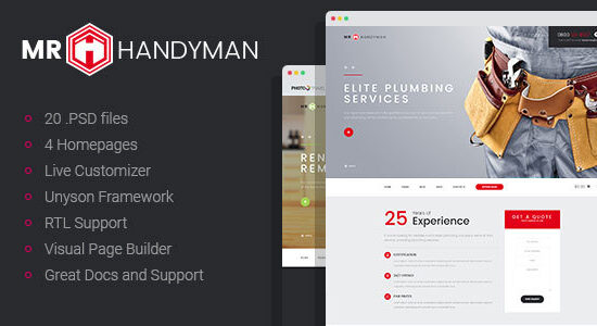 Handyman - Chủ đề WordPress Sửa chữa & Cải tạo Nhà cửa