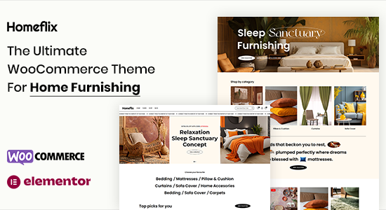 Homeflix - Cửa hàng nội thất WooC Commerce Elementor Theme