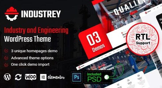 Industrey - Chủ đề WordPress Công nghiệp & Kỹ sư + RTL