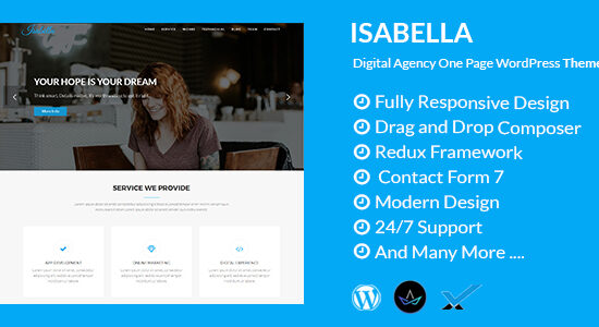 Isabella - Chủ đề WordPress một trang của Cơ quan kỹ thuật số