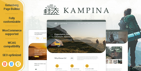 Kampina – Chủ đề WordPress cắm trại WooC Commerce