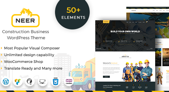 Neer - Chủ đề WordPress kinh doanh xây dựng