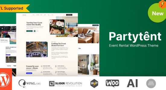 Partytent - Chủ đề WordPress cho thuê sự kiện